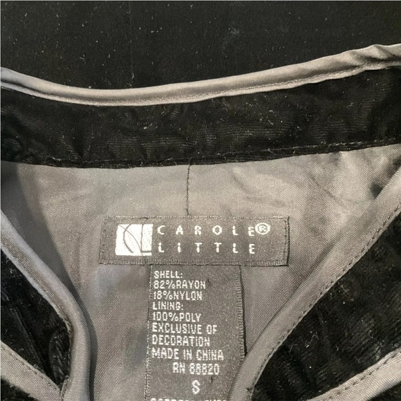 CAROLE LITTLE Velvet & Silk Black Jacket Size S - Picture 3 of 8